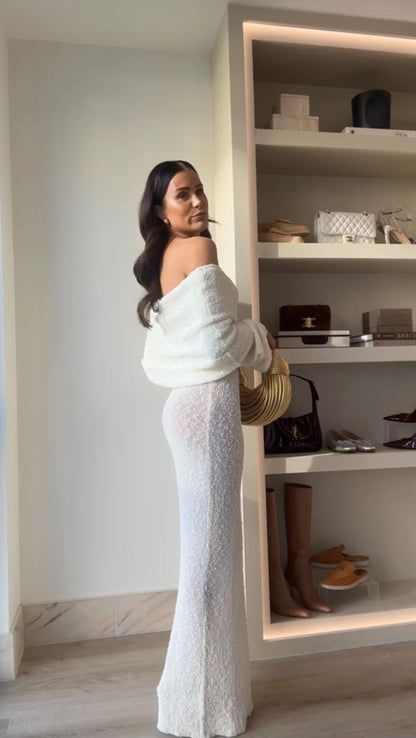 Dam Sommarklänning Off-Shoulder Lång Blommig Polyester-4