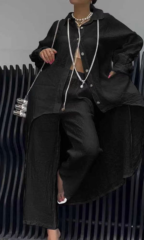 Herr Oregelbunden Hemdräkt Lång Ärmar Polyester-1