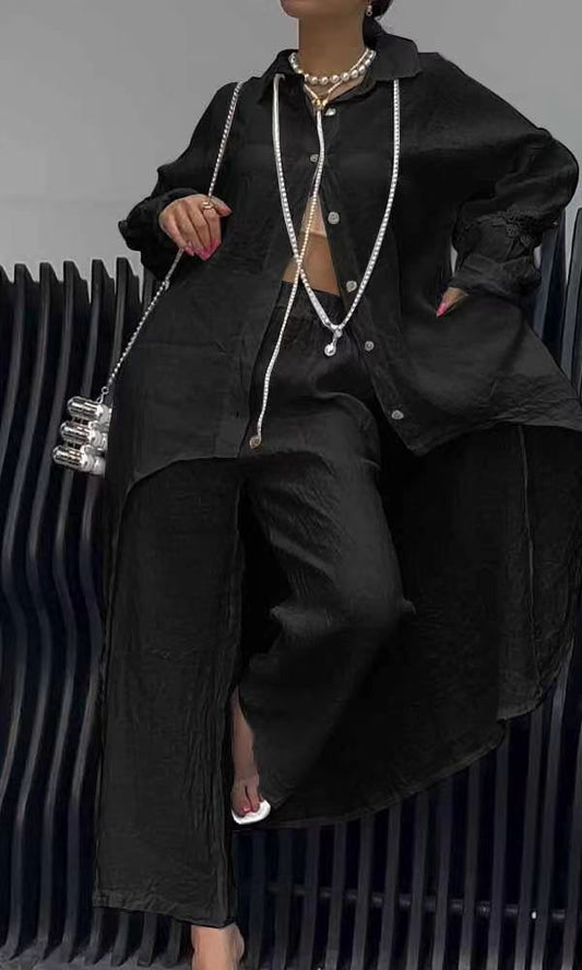 Herr Oregelbunden Hemdräkt Lång Ärmar Polyester-1