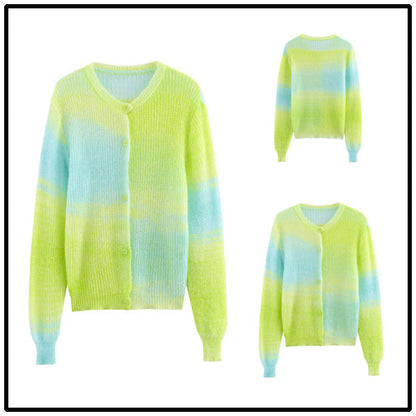 Kvinnors Cardigan Färggradient Mjuk Material-2