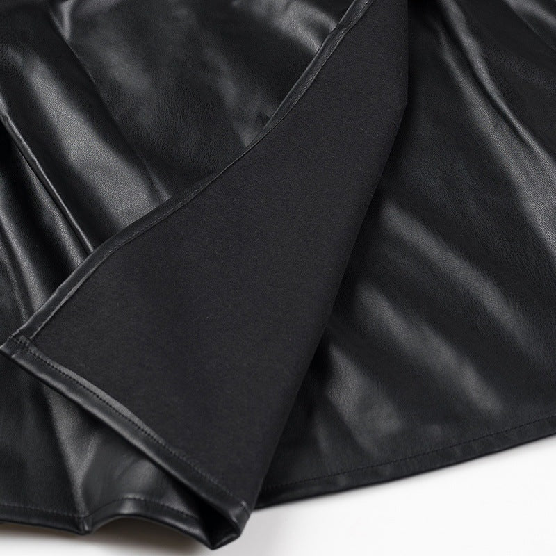 Kvinnors Jacka Wrap Syntetiskt Läder Elegant Design 4