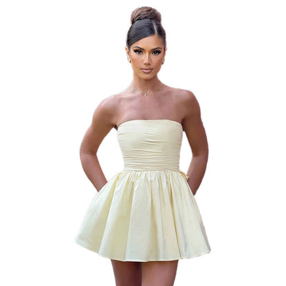 Kvinnors Miniklänning Bustier Topp med Slingapplikation i Glittrig Design-6