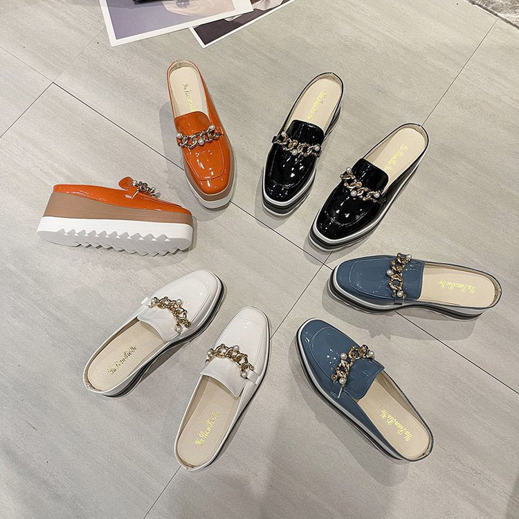 Kvinnor Slip-On Mules i Syntetiskt Läder med Smyckedetalj och Vadderad Fotbädd – Elegant och Bekväm Sko 5