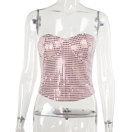 Glittrig Bustier Topp med Lurex Detaljer för Fest – Elegant Festtopp Dam i Högkvalitativt Material 1