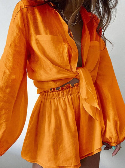 Dam Sommarset Bohemiska Shorts och Skjorta Lätta Material 4