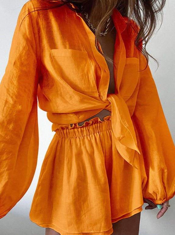 Dam Sommarset Bohemiska Shorts och Skjorta Lätta Material 9