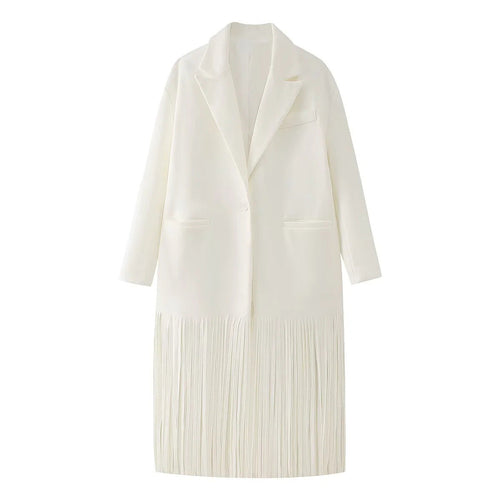 Långblazer med Fransar – Andningsbart Material, Långsträckt Design, Lösa Passform, Praktiska Fickor, S-XL 1