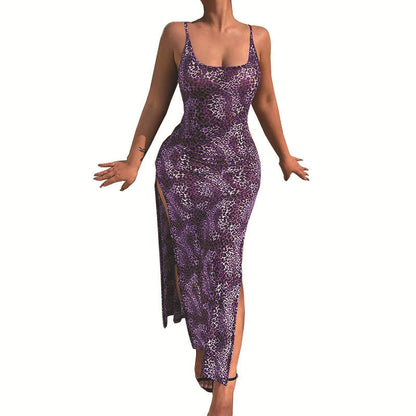 Kvinna A-Line Klänning Leopardtryck Polyester-5