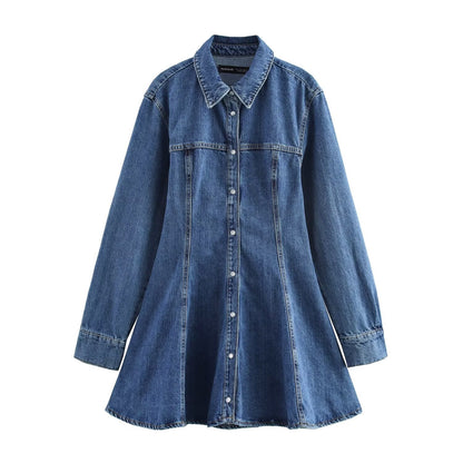 Dam Klänning A-Linjeformad Denim Casual 1
