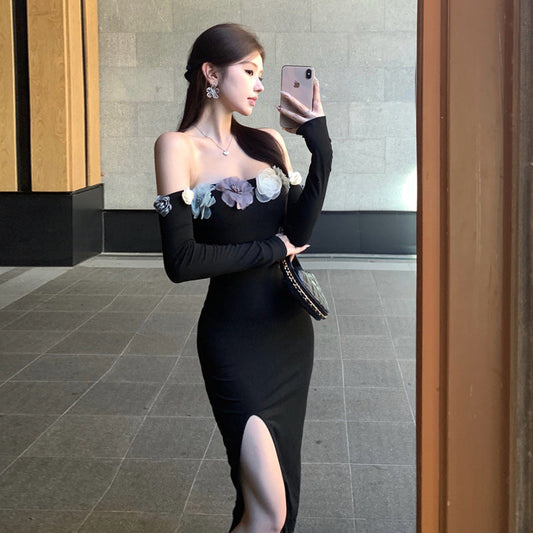 Kvinna Axel-Fri Klänning Blommig Polyester Elastan-1