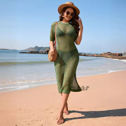 Stickad Dam Tröja Rundhals Mjuk Akryl-3