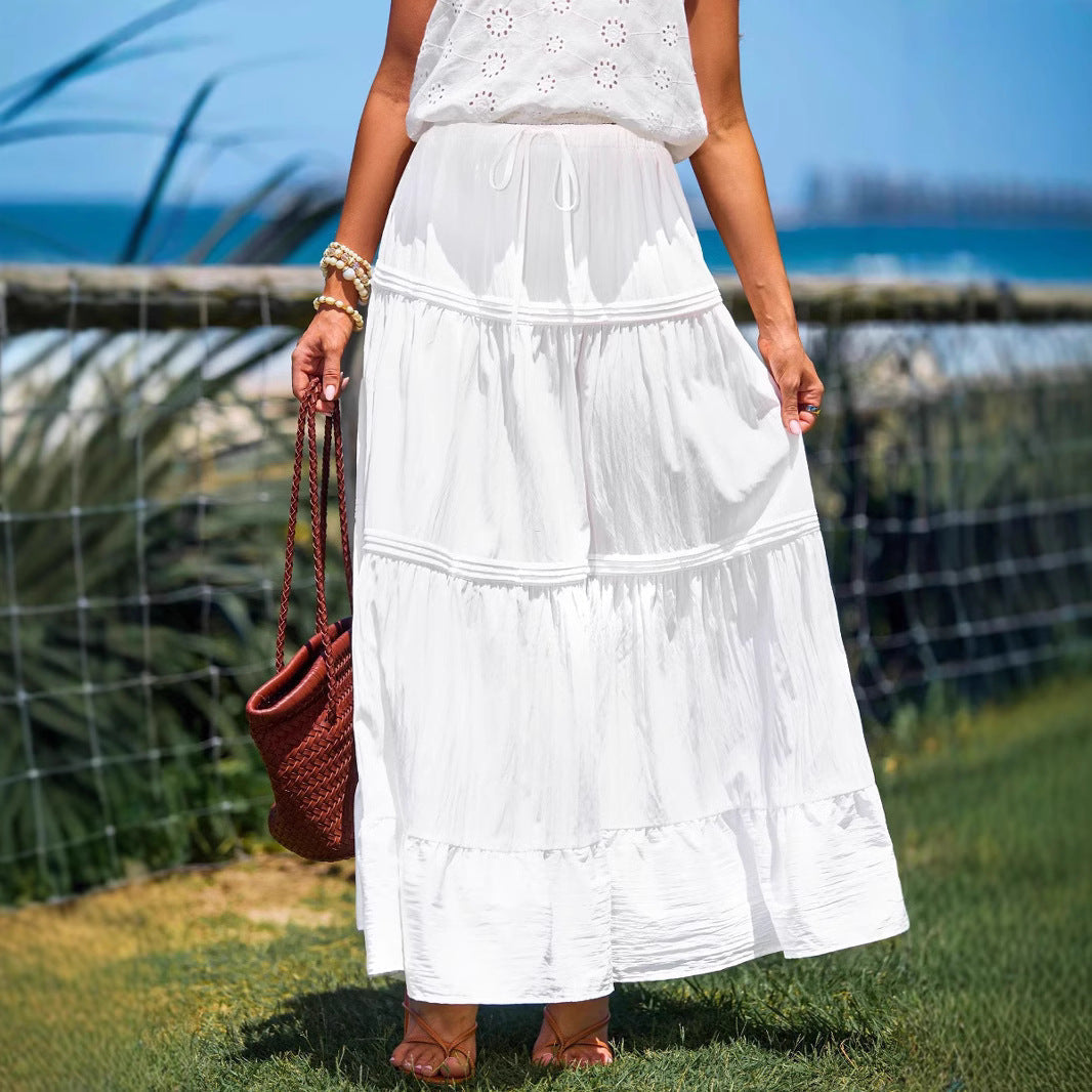 Dam Lång Kjol A-linjeformad Polyester Elegant Tidlös-2