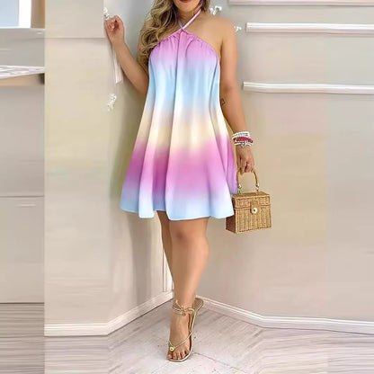 Kvinna A-Line Kjol Spaghetti Bärare Mjuk Tyg-4