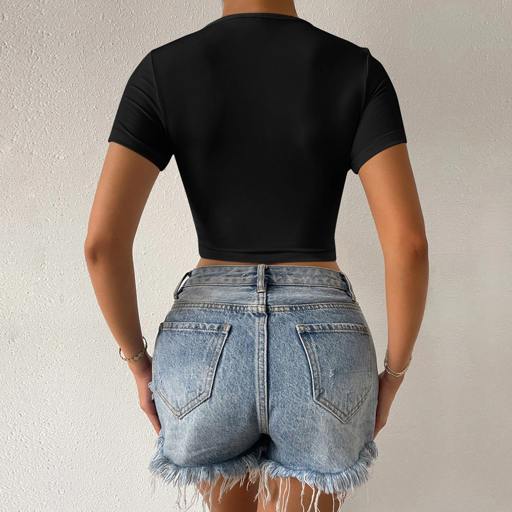 Kvinnor Cropped Top V-ringning Elastisk Festtoppar 3