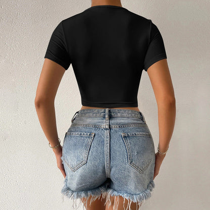Kvinnor Cropped Top V-ringning Elastisk Festtoppar 3