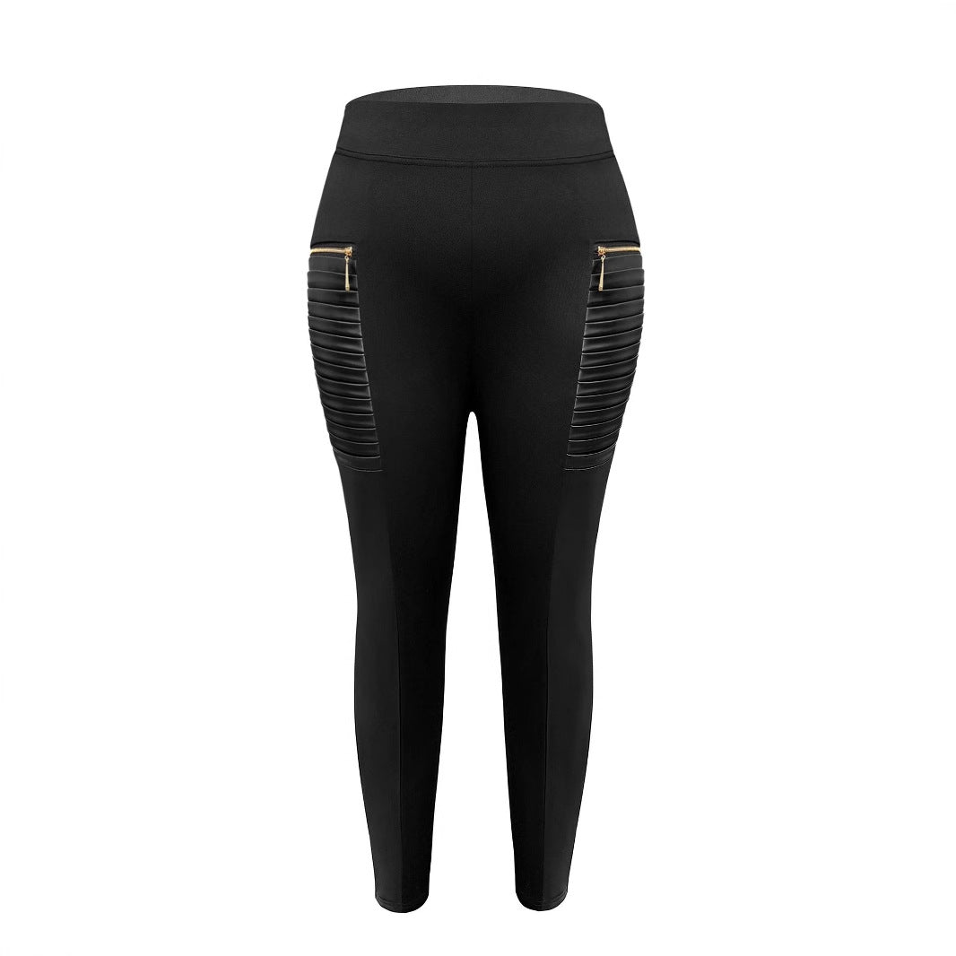 Dam Leggings Hög Midja Med Sidofickor Elastiskt Tyg-3