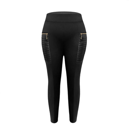 Dam Leggings Hög Midja Med Sidofickor Elastiskt Tyg-3