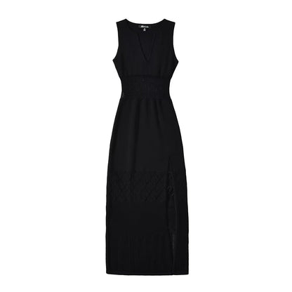 Variant image for Kvinna Lång Klänning Ärmlös Viskos V-Ringning Elegant-3