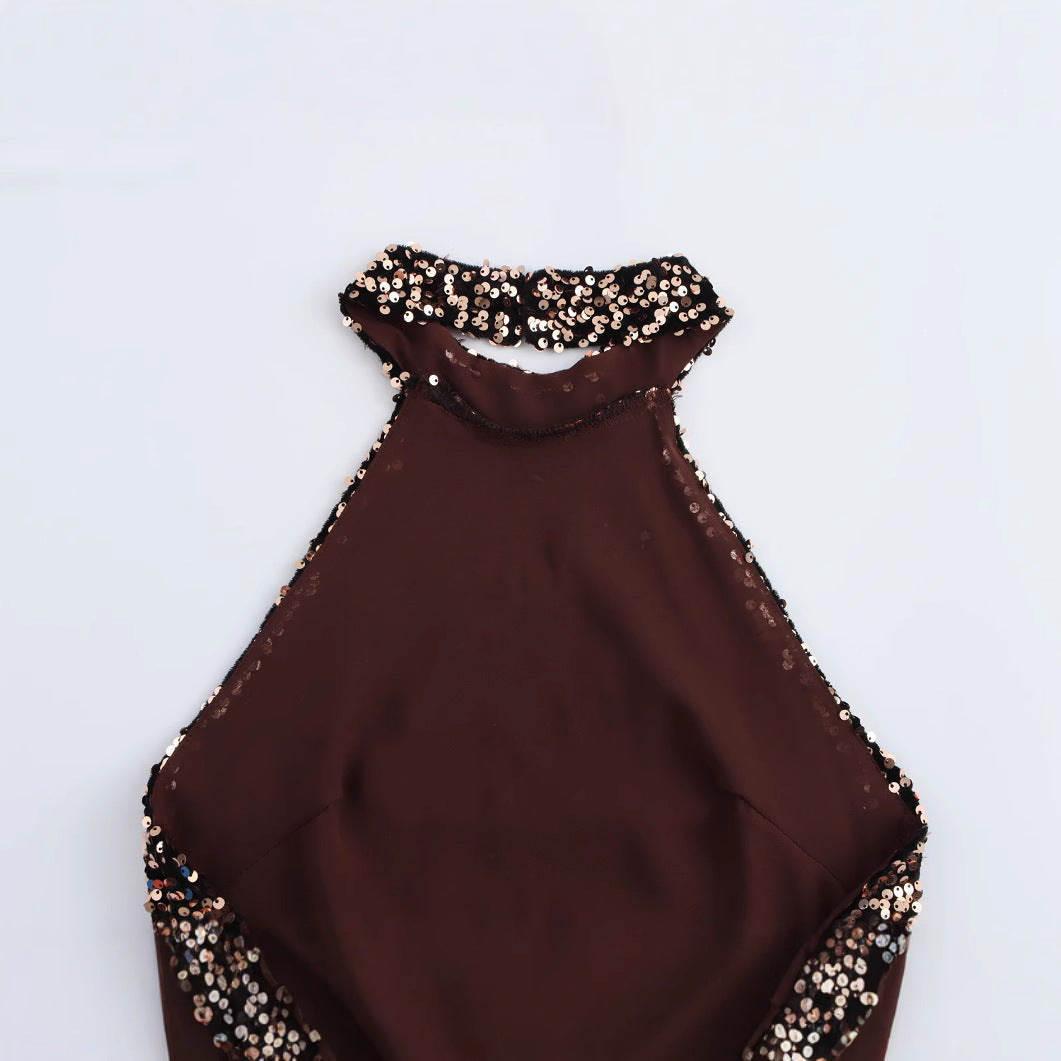 Damklänning Halterneck A-Line Polyester Mini Fina Klänningar-3