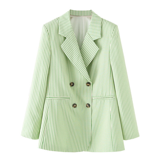 Dam Blazer Dubbelknäppt Slim Fit Polyester Randig-1