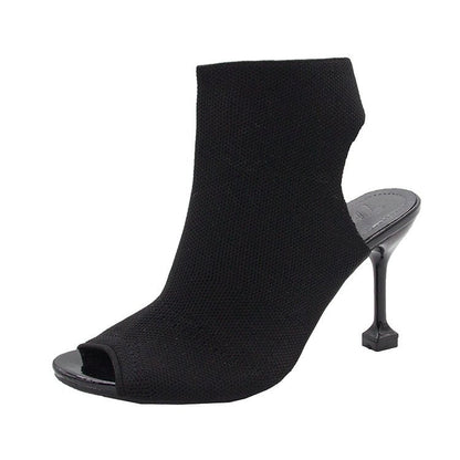 Kvinnor Ankelstövlar Peeptoe Elastisk Design Blockklack Textil 9