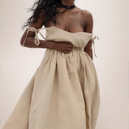 Variant image for Damklänning Midi V-ringning Polyester för Elegant Look-19