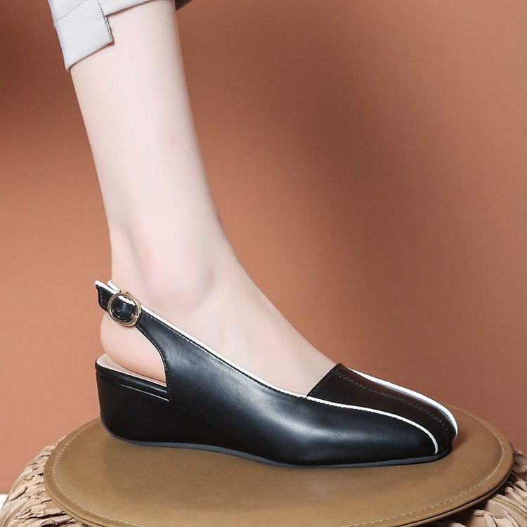 Elegant Slingback Wedges för Kvinnor med Kilsula i Syntetiskt Läder – Trendiga Skor för Vardag och Fest 4