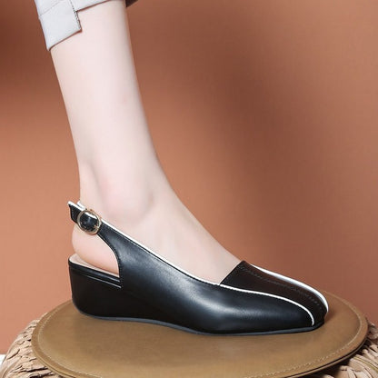 Elegant Slingback Wedges för Kvinnor med Kilsula i Syntetiskt Läder – Trendiga Skor för Vardag och Fest 4