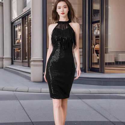 Kvinnors Midi Klänning Ärmlös A-Line Polyester-3