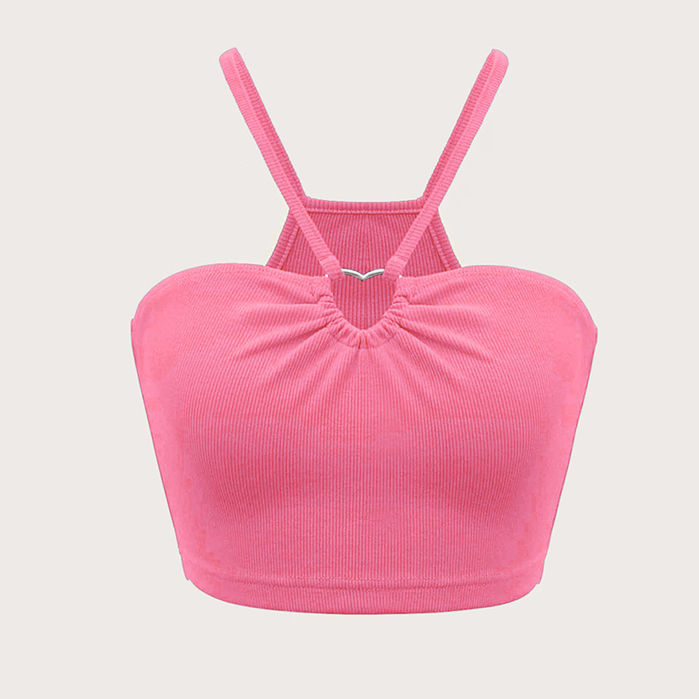 Dam Tank Top Hjärtcirkel Lätt Stretchig Bomull-5