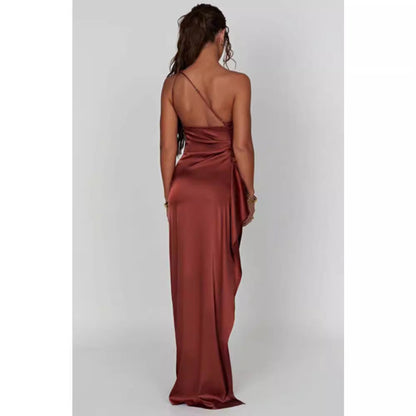 Damklänning Asymmetrisk Midi Satin-5