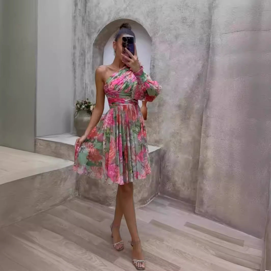 Dam Lång Kjol Asymmetrisk Chiffon Mid-Längd Elegant-2