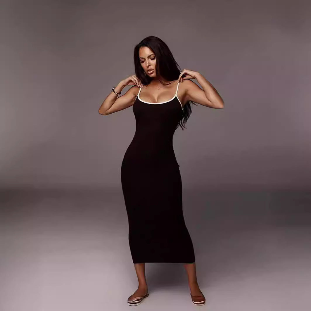 Fina Dam Klänningar Bodycon Midi Spaghetti Band Polyester-6