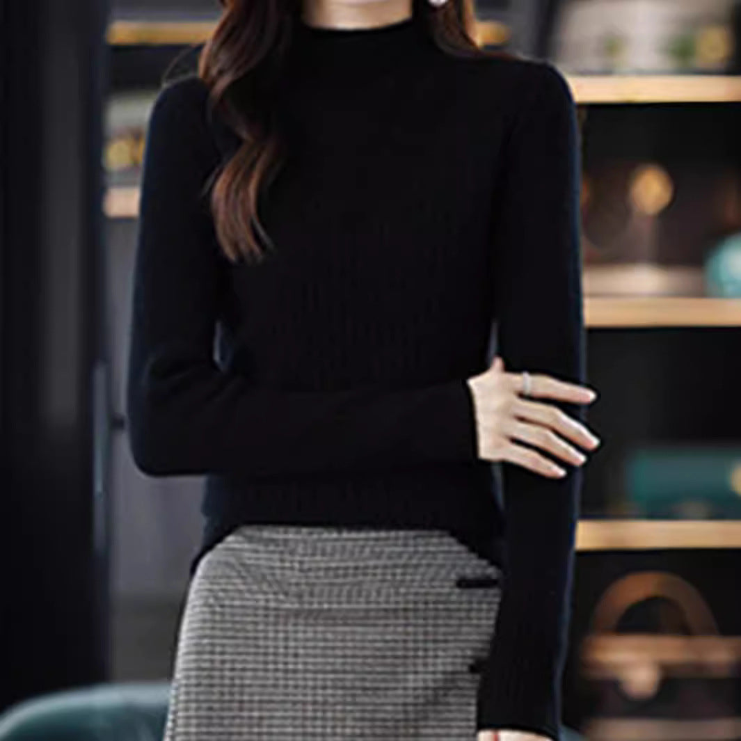 Dam Tröja Långärmad Slim Fit Polyester med Halv Ståkrage-3