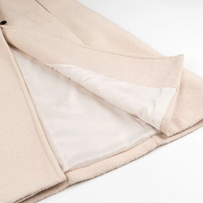 Mössa Dam Ullblandning med Dubbelknapp och Sidofickor-4