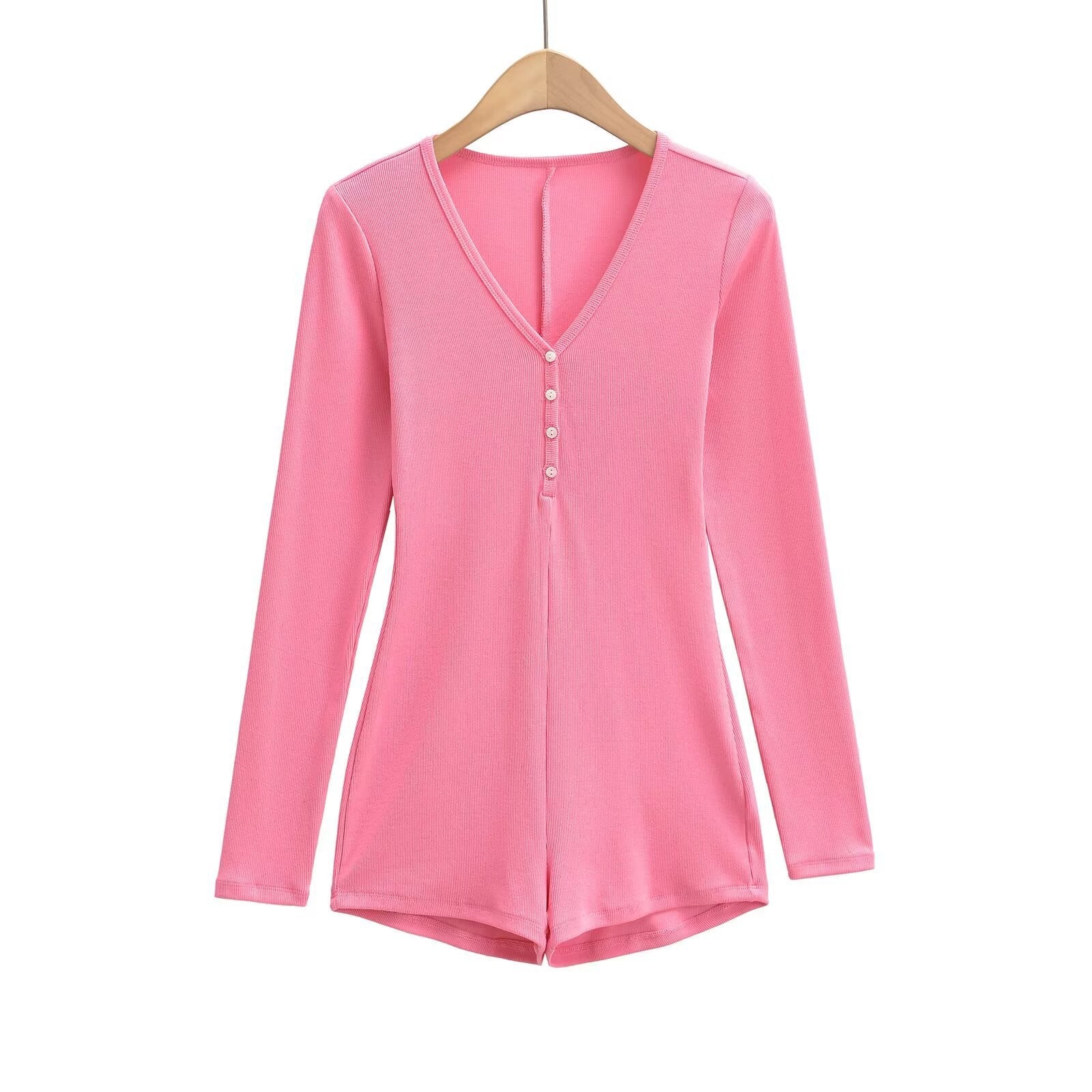 Kvinnors Jumpsuit Långärmad V-ringning Mjuk Stretch-1