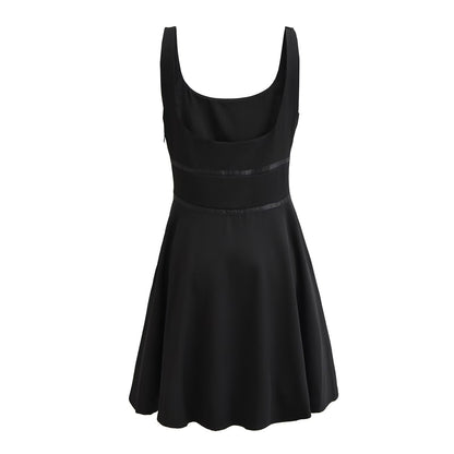 Dam Klänning Spaghetti Band Ryggfri Tvåfärgad Polyester Fina Dam Klänningar-4