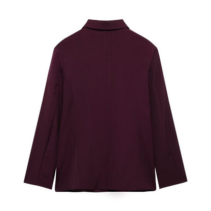 Röd Blazer Set för Dam med Långa Byxor – Modern Polyester och Bomull, Elegant Design för Kontor och Kvällsevenemang 3