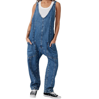 Variant image for Dam Jumpsuit Justerbar Fickdesign Denim Avslappnad-1