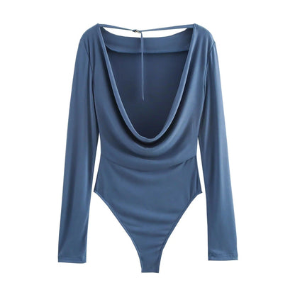 Dam Bodysuit Långärmad Modern Design Elastisk 2