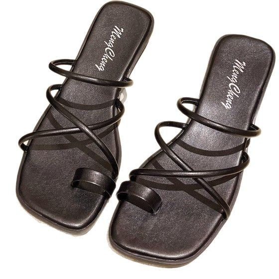 Dam Sandaler Platta Remmar Minimalistisk Syntetisk Design-6