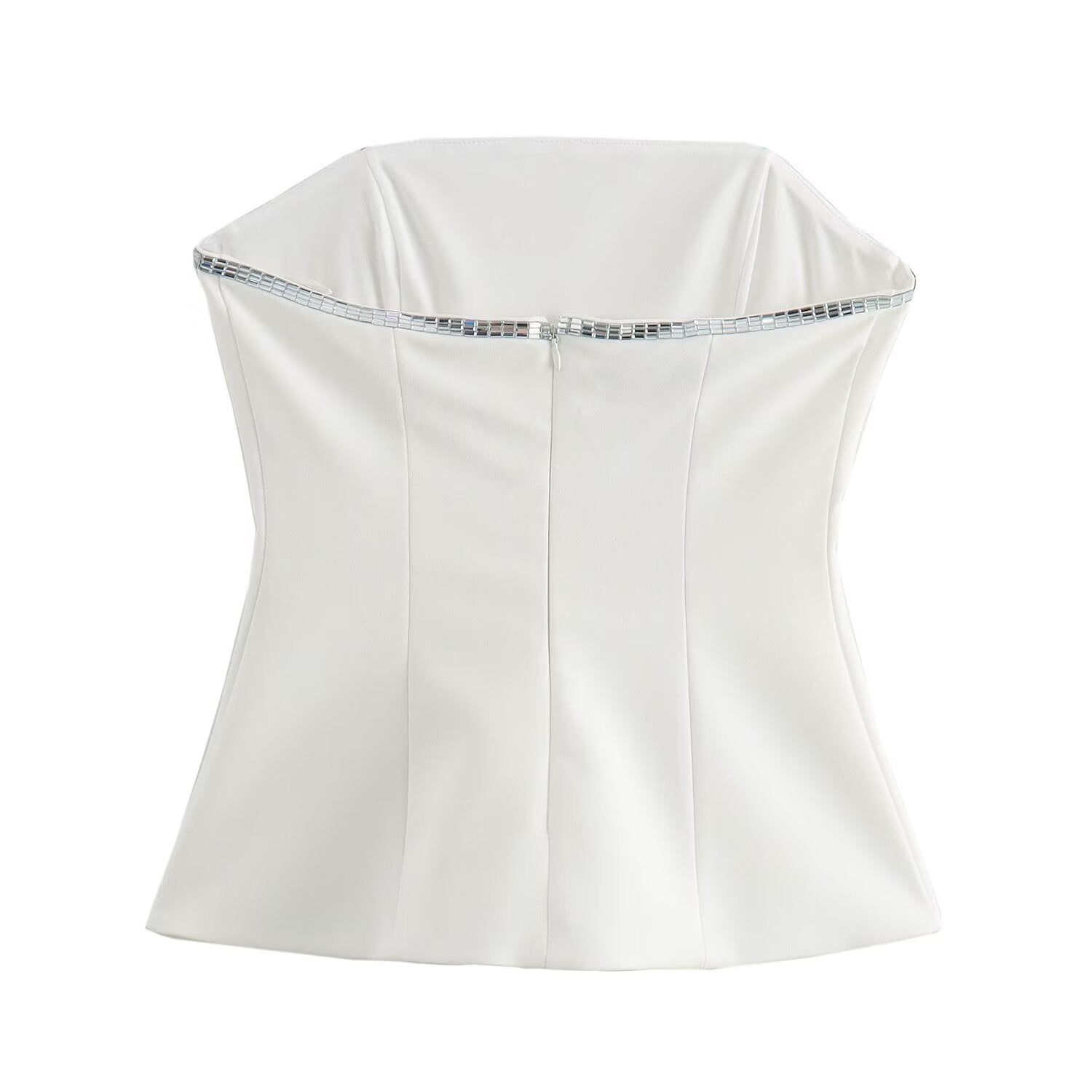 Dam Set Strapless Top Trekvartsbyxor Polyester Street Fashion-3