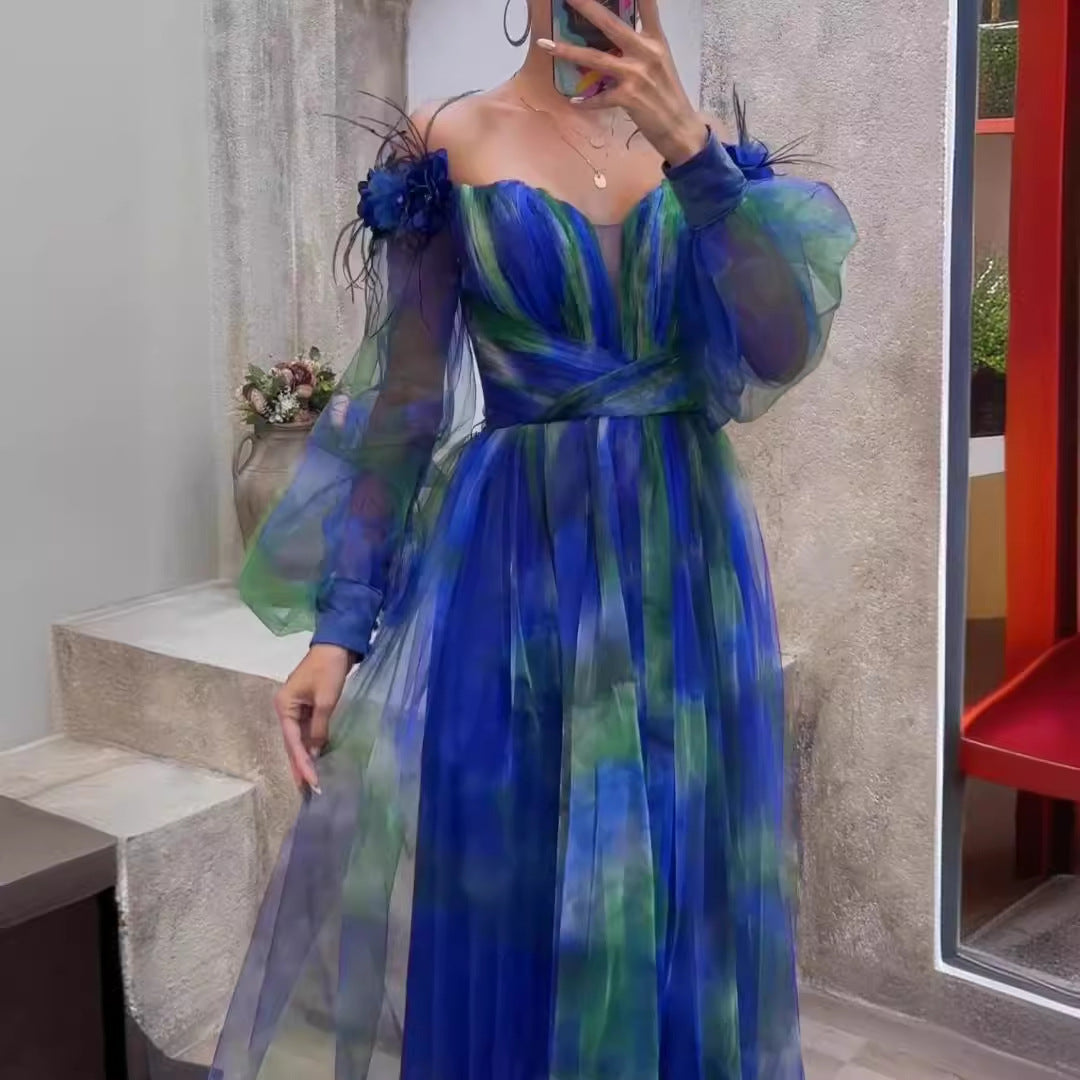 Fina Dam Klänningar A-Linje Blommig Polyester-3