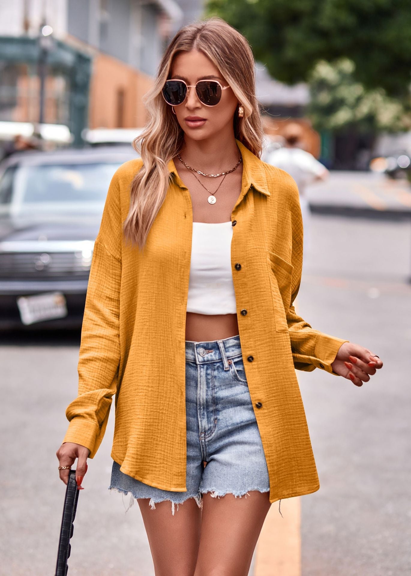 Variant image for Herrskjorta Långärmad Löst Passform Viskos Geometriskt Mönster-6