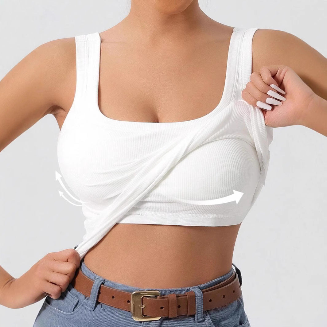 Dam Slim-Fit Top Avtagbar Vaddering Viskosfiber-4