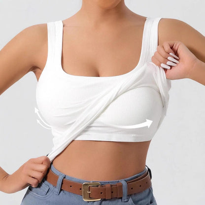 Dam Slim-Fit Top Avtagbar Vaddering Viskosfiber-4