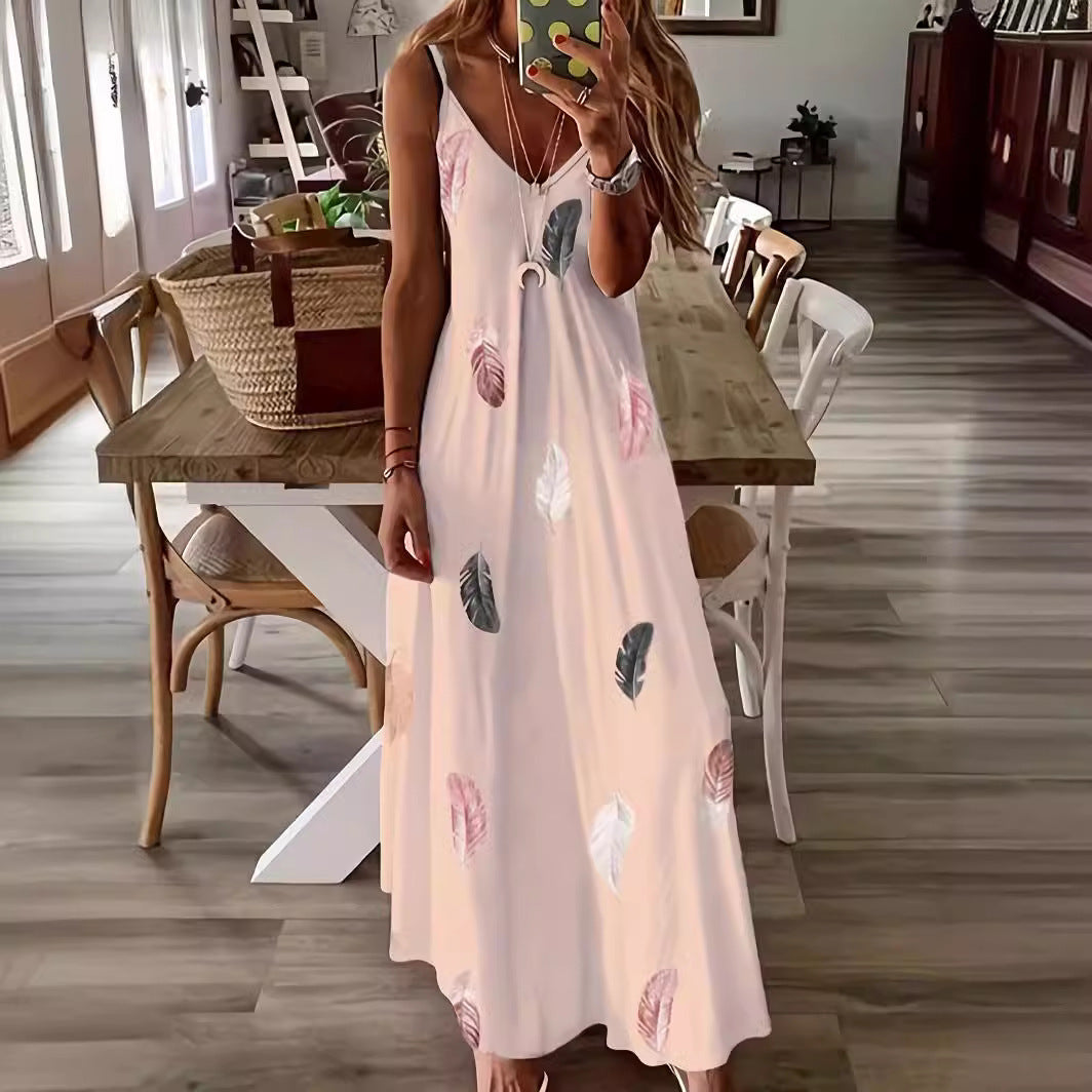 Fina Dam Klänningar A-Linjeformad V-Neck Spaghetti Band Stretch Material-4