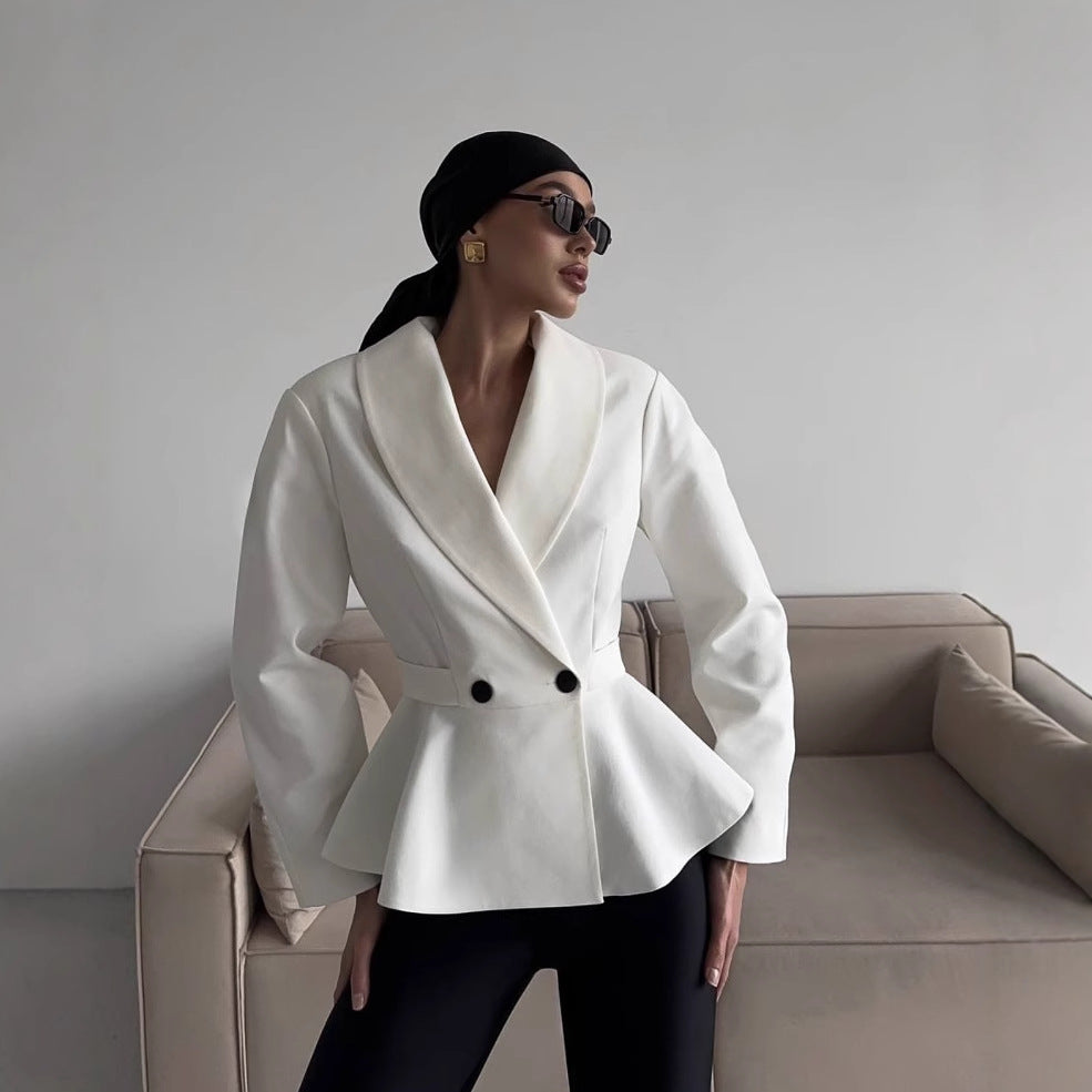 Kvinnors Peplum Blazerjacka Elegant Hårt Kläde 2