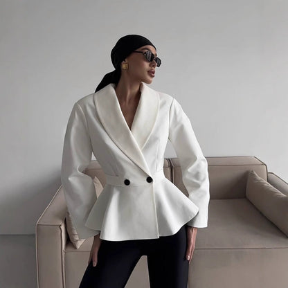Kvinnors Peplum Blazerjacka Elegant Hårt Kläde 2