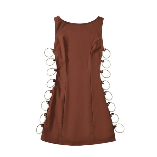 Kvinnors Klänning Figur-huggande Med Unika Ringdetaljer Högkvalitativt Tyg-1